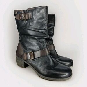 Pikolinos Woman Le Mans Brown Leather Mid Calf Moto Boots Size 38 US 7 Biker